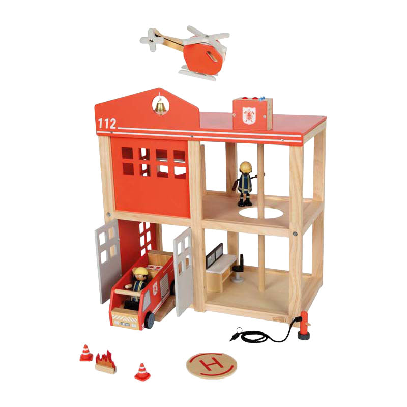 Load image into Gallery viewer, Small foot - houten grote brandweerkazerne met accessoires
