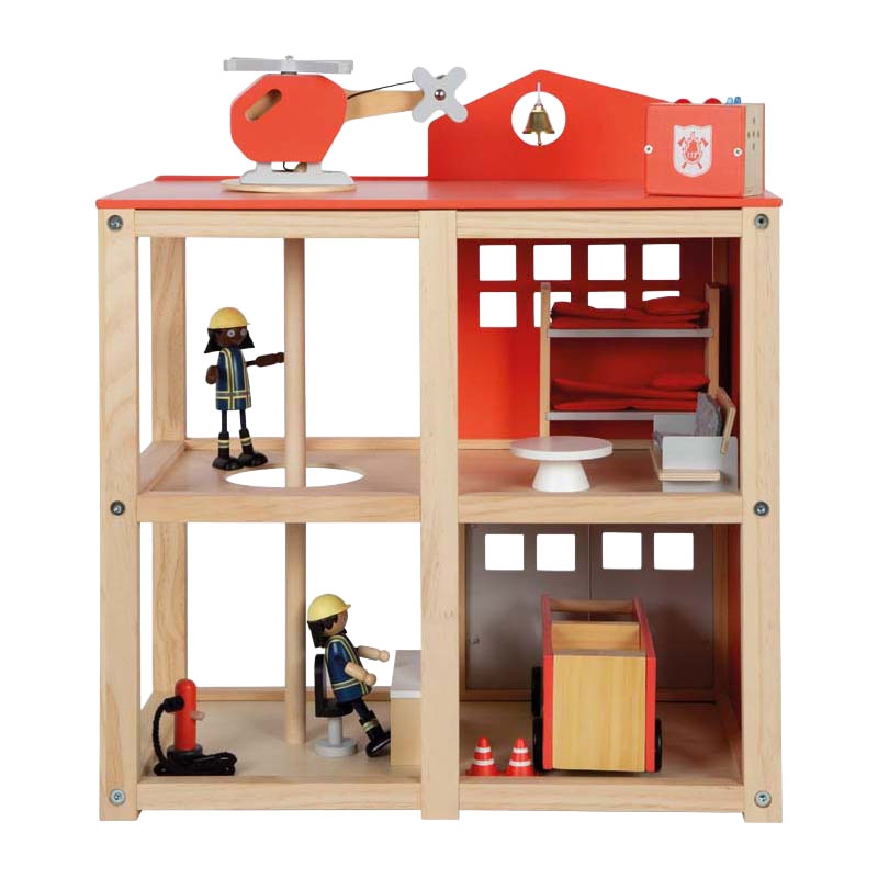 Load image into Gallery viewer, Small foot - houten grote brandweerkazerne met accessoires