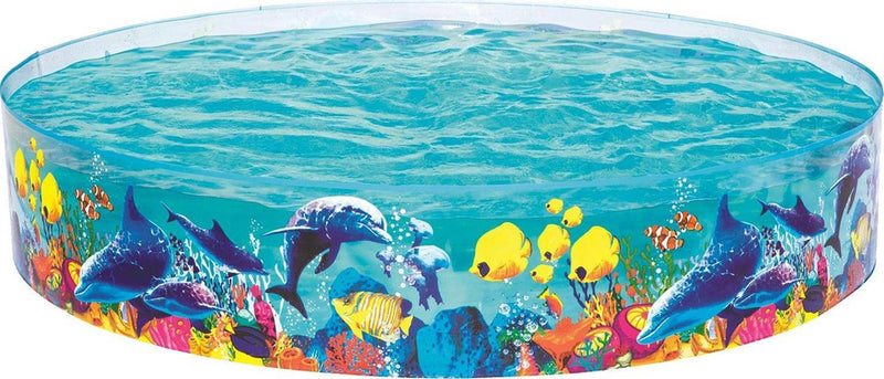 Afbeelding laden in galerijviewer, Bestway zwembad 2,44m x 46cm fill 'n fun odyssey snapset transparant met zeeprint. ca. 2000 liter