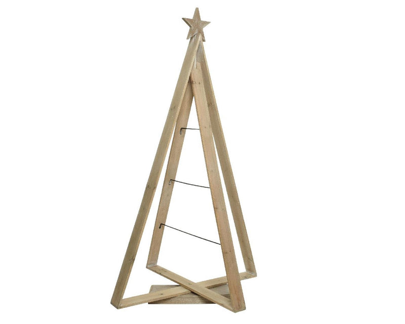 Afbeelding laden in galerijviewer, Decoris kerstboom vurenhout met metalen lijnen 114x22x64cm