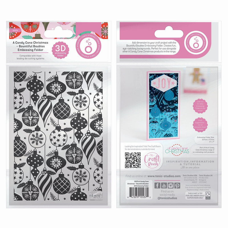 Load image into Gallery viewer, Tonic studios • a candy cane christmas 3d embossing folder bountiful baubles