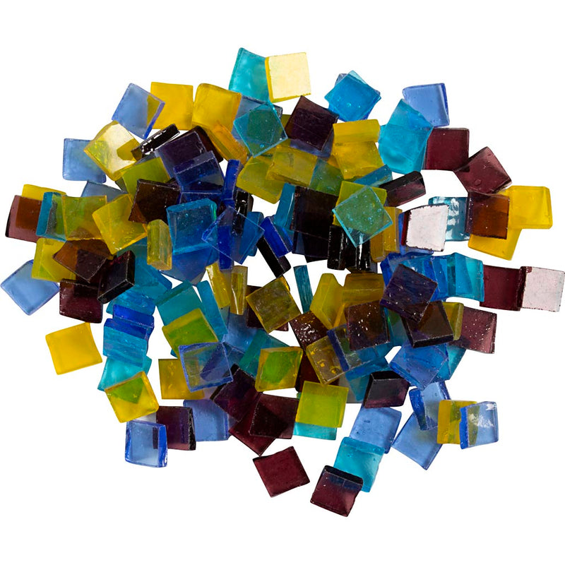 Cargue la imagen en el visor de la galería, Https: www.cchobby.nl glas-mozaiek-tegels-afm-10x10-mm-dikte-3-mm-blauw-lichtblauw-paars-geel-454-gr-1-doos