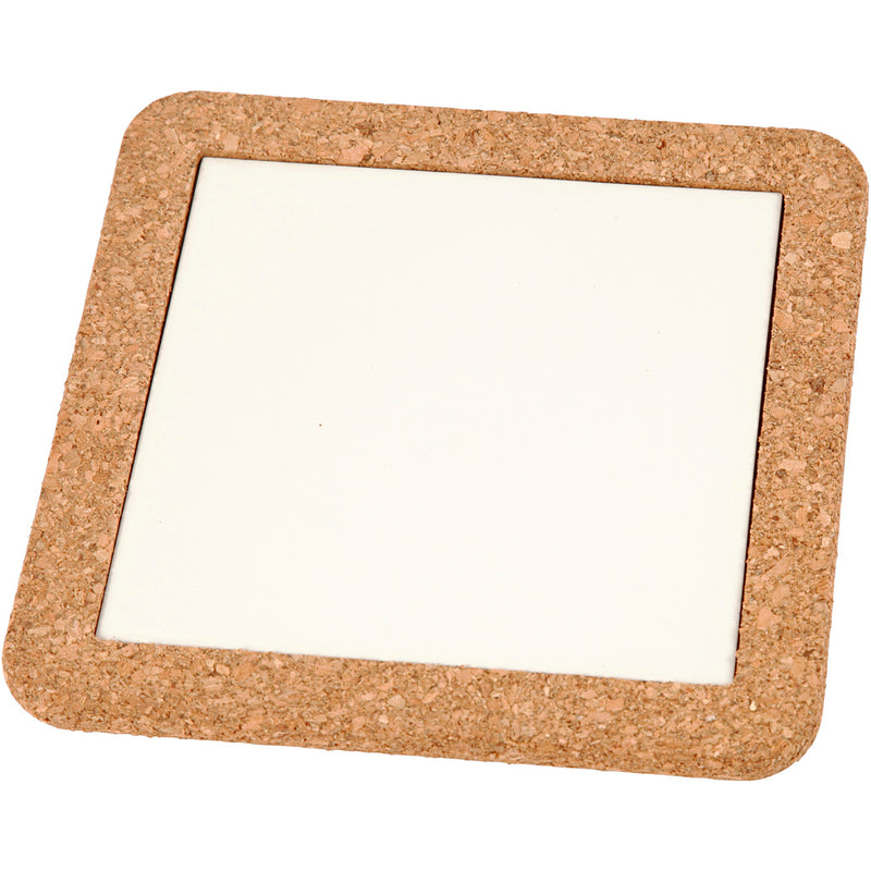 Afbeelding laden in galerijviewer, Creativ company https: www.cchobby.nl onderzetter-met-lijst-van-kurk-afm-15-5x15-5x1-cm-wit-2-stuk-1-doos