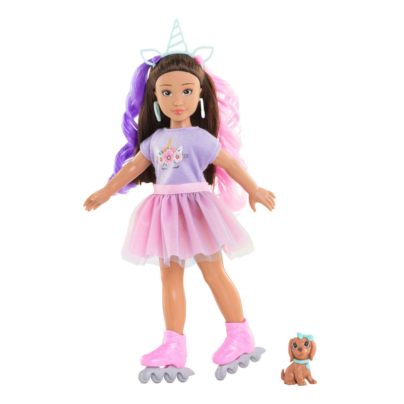Afbeelding laden in galerijviewer, Corolle modepop luna eenhoorn met accessoires en hond - 28 cm.