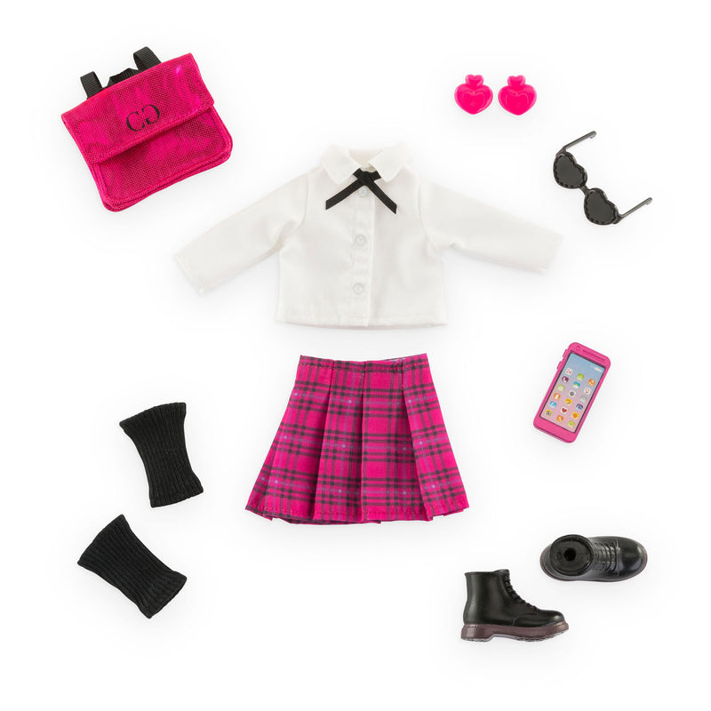 Afbeelding laden in galerijviewer, Corolle girls engelse student poppenkleren - mode accessoires set 28 cm.