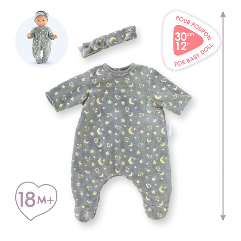 Afbeelding laden in galerijviewer, Corolle poppen pyjama en hoofdband 30cm - glow in the dark babypop kleding.