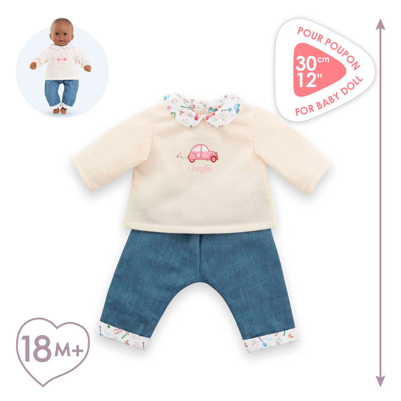 Laden Sie das Bild in Galerie -Viewer, Corolle t-shirt en spijkerbroek voor babypop, 30cm