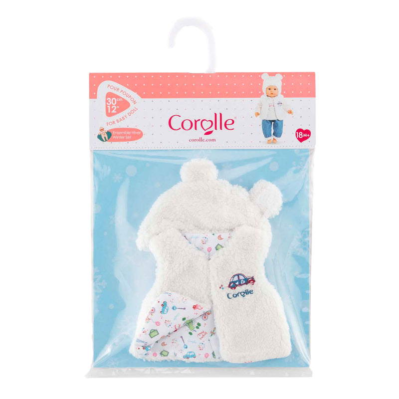 Afbeelding laden in galerijviewer, Corolle winterset babypop kleding wit 30cm - poppenoutfit.