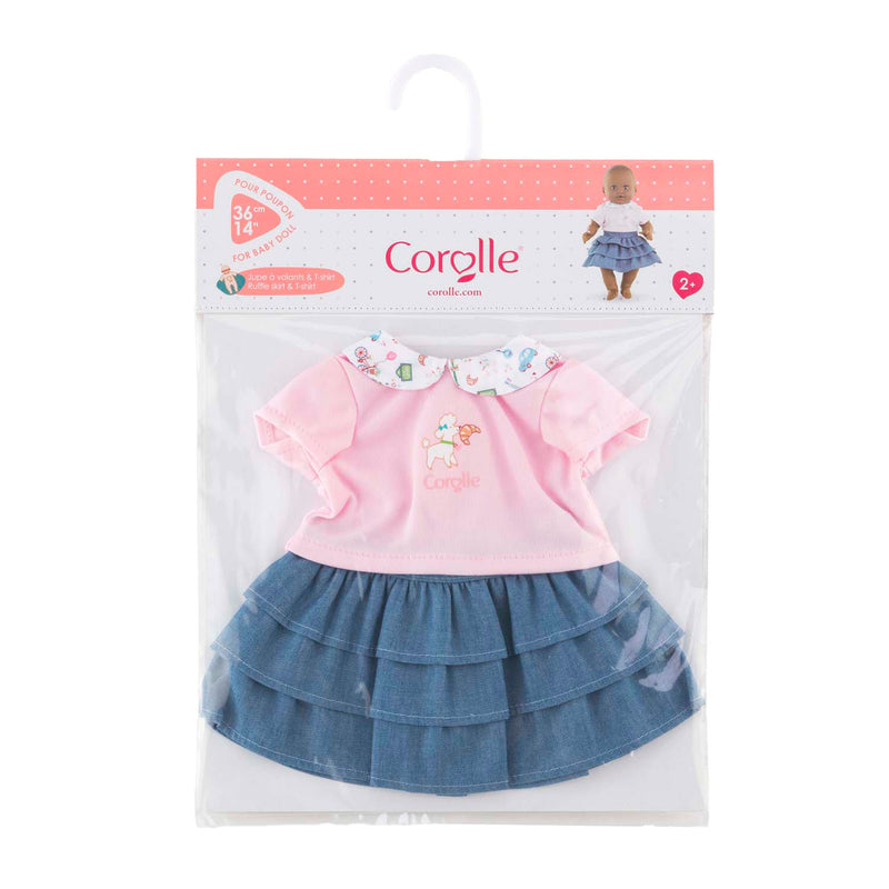 Laden Sie das Bild in Galerie -Viewer, Corolle rok met ruches en t-shirt voor babypop, 36cm.