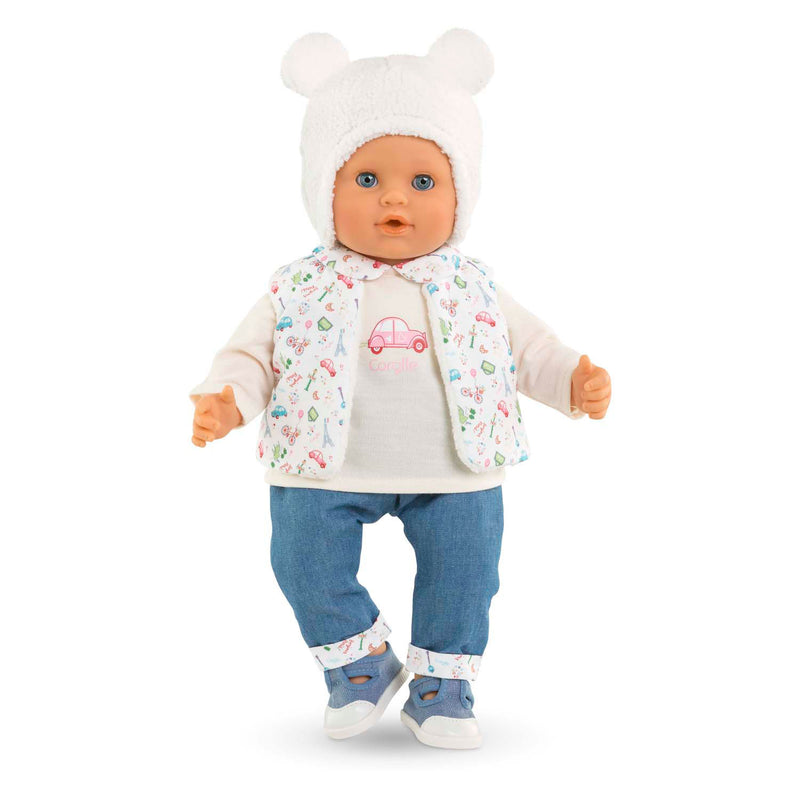 Afbeelding laden in galerijviewer, Corolle winterset babypop 36cm - poppenkleding wit polyester.