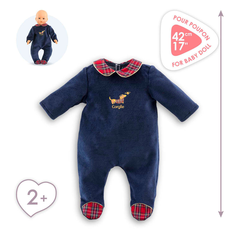 Afbeelding laden in galerijviewer, Corolle poppen pyjama - marineblauw - poppenkleding 42cm.