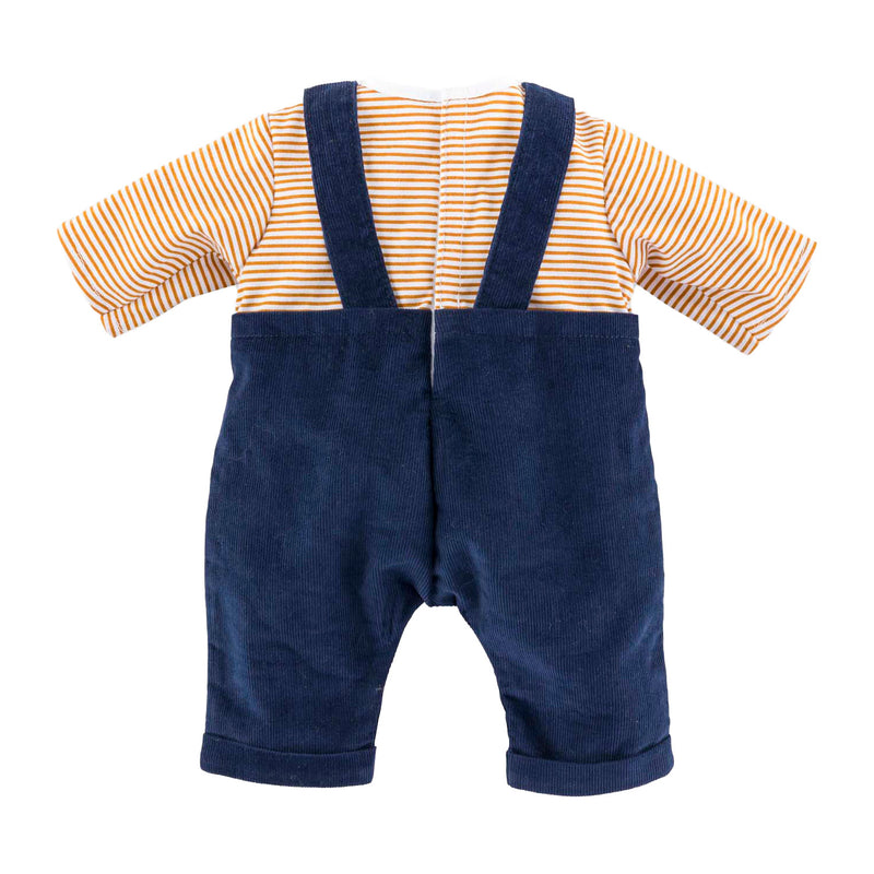 Afbeelding laden in galerijviewer, Corolle t-shirt en marineblauw overall voor babypop, 42cm