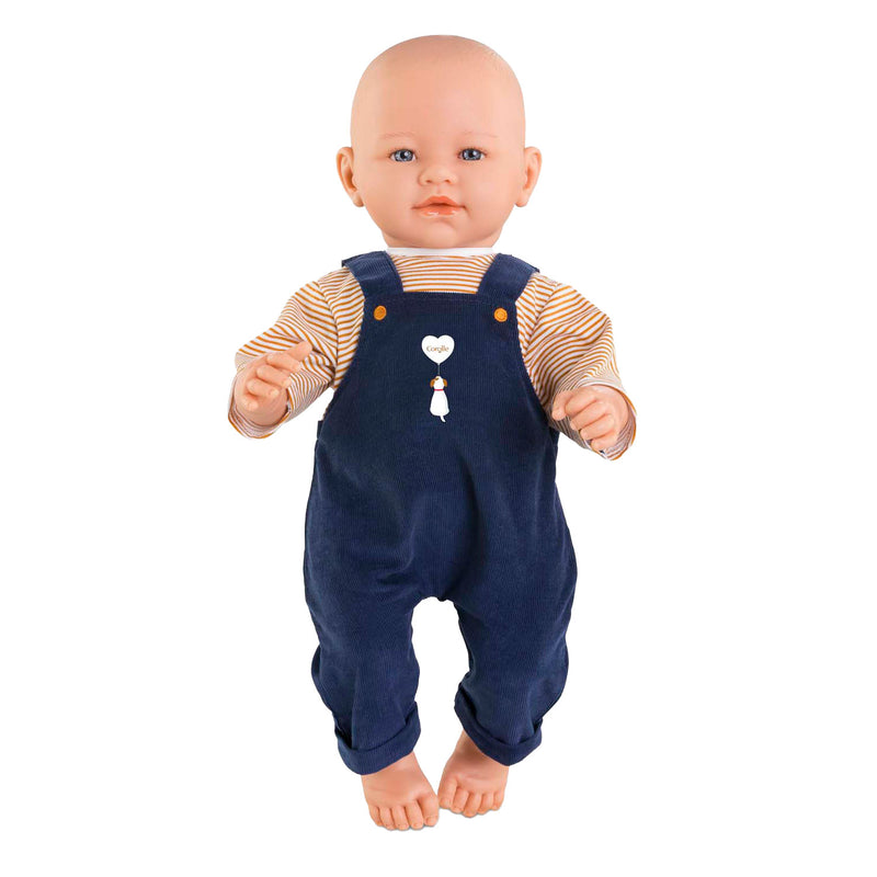 Afbeelding laden in galerijviewer, Corolle t-shirt en marineblauw overall voor babypop, 42cm