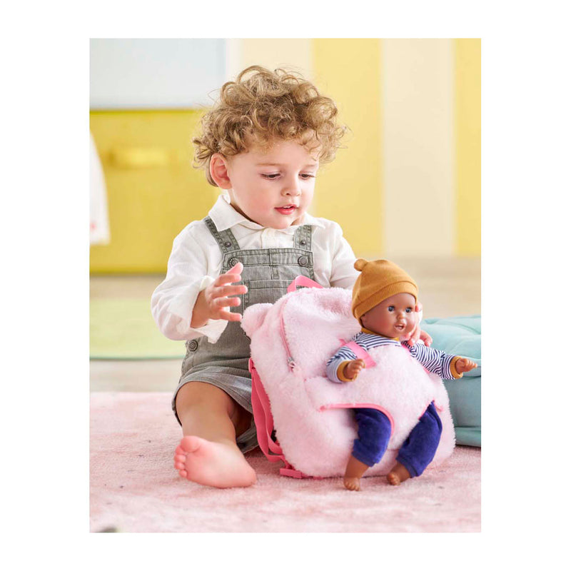 Afbeelding laden in galerijviewer, Corolle poppen draagrugzak roze pluche 30cm babypop accessoire.