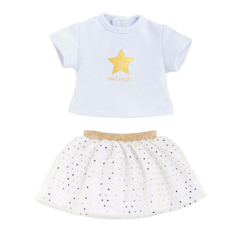 Load image into Gallery viewer, Corolle topje en rok set voor poppen van 36cm - ivoor goud