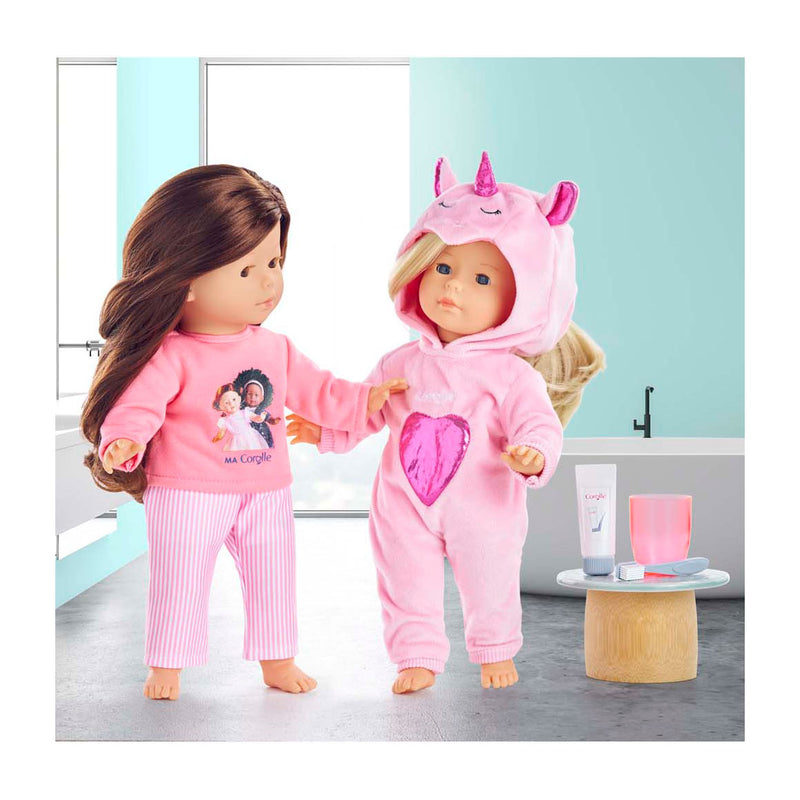 Load image into Gallery viewer, Corolle roze eenhoorn pyjama voor poppen van 36cm, 2dlg.