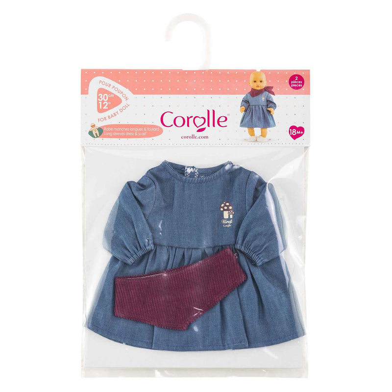 Load image into Gallery viewer, Corolle jeans jurk met sjaal kleine ontdekker - 30cm