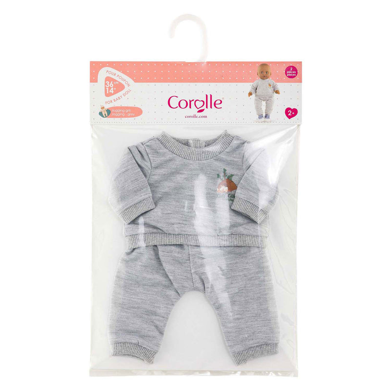 Afbeelding laden in galerijviewer, Corolle poppenkostuum joggingpak grijs 36cm - zachte poppenkleding.