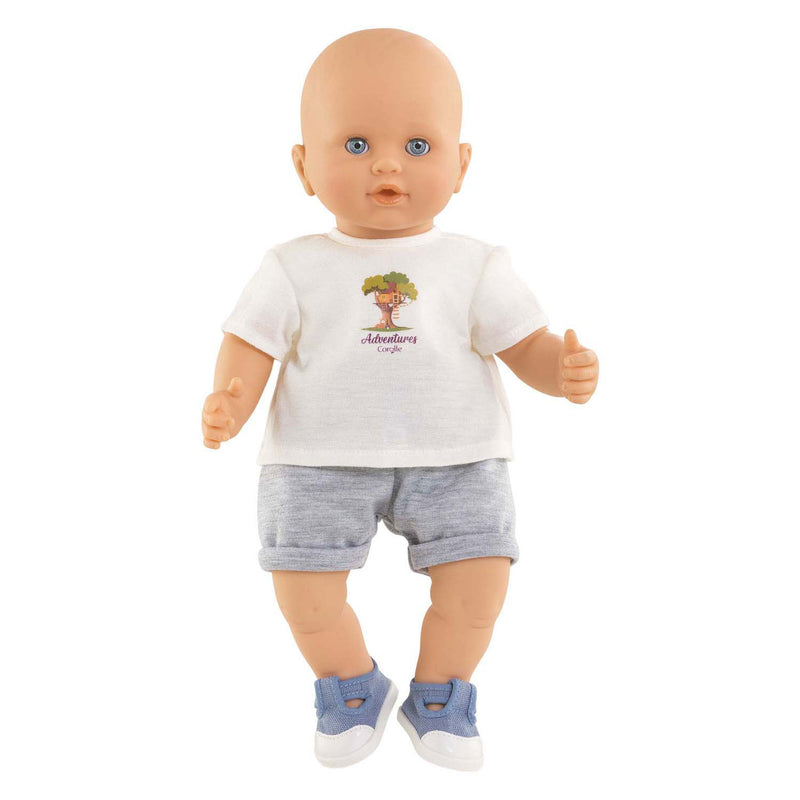 Chargez l'image dans la visionneuse de la galerie, Corolle poppenoutfit t-shirt en korte broek babypop 36cm grijs.