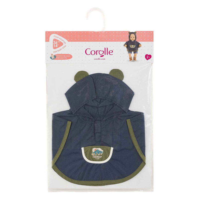 Afbeelding laden in galerijviewer, Corolle regenponcho poppenkostuum 36cm met capuchon en berenoortjes.