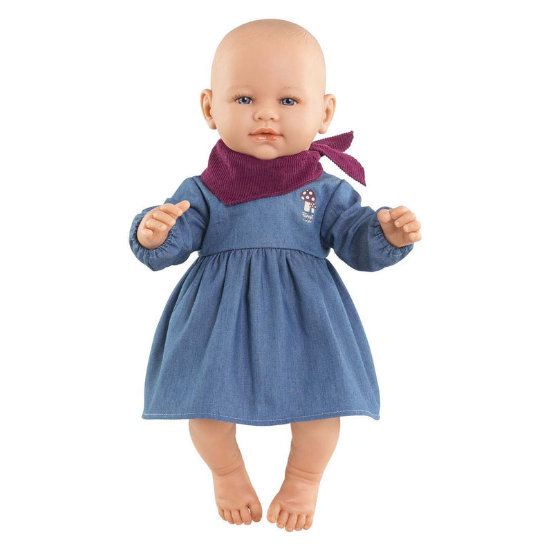 Chargez l'image dans la visionneuse de la galerie, Corolle poppenjurk jeans met sjaal voor babypop 42cm - poppenkleding.