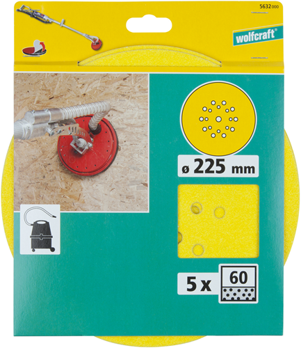 Load image into Gallery viewer, Wolfcraft hechtschuurschijven | korund | k60 | ø225mm | 5 stuks - 5632000