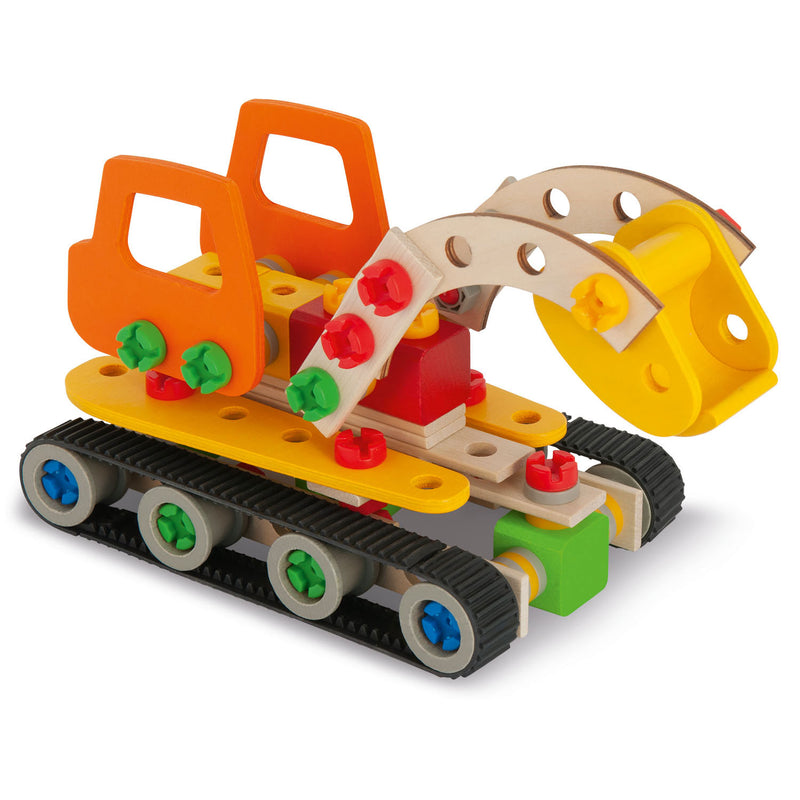 Afbeelding laden in galerijviewer, Eichhorn constructor rupsgraafmachine bouwspeelgoed 170-delig fsc hout.