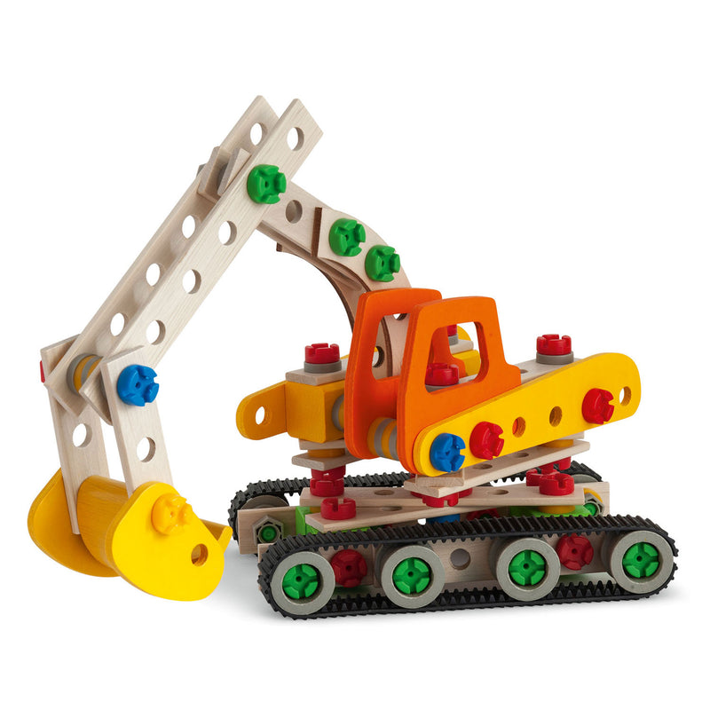 Afbeelding laden in galerijviewer, Eichhorn constructor rupsgraafmachine bouwspeelgoed 170-delig fsc hout.