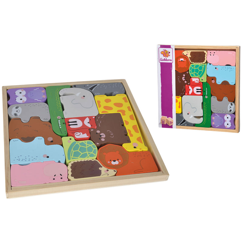 Load image into Gallery viewer, Eichhorn houten dieren vormen in houten box, 14dlg.