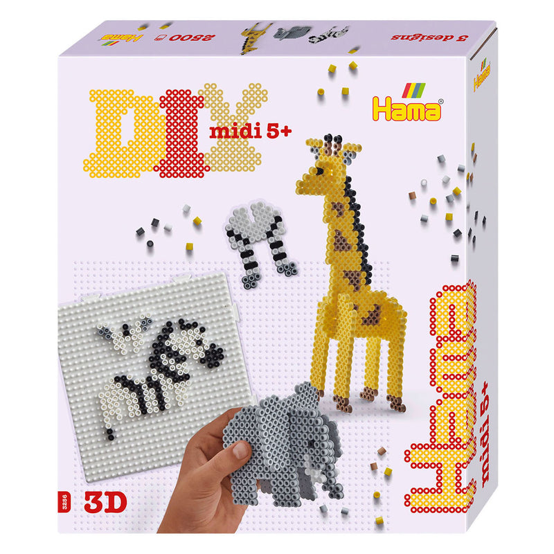 Load image into Gallery viewer, Hama midi strijkkralenset cadeau box - 3d safari