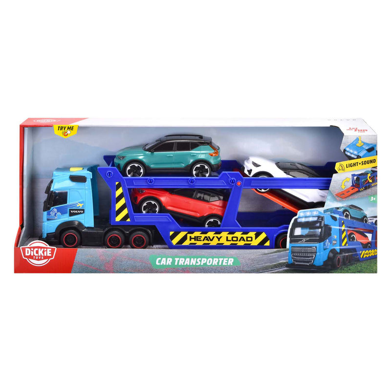 ギャラリービューアに画像をロードする, Dickie toys - car transporter - volvo - vrachtwagen met aanhangwagen - licht en geluid