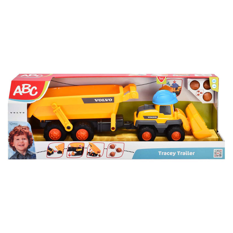 Afbeelding laden in galerijviewer, Dickie simba - abc - tracey trailer - graafmachine - kiepwagen - volvo - licht en geluid - vanaf 1 jaar