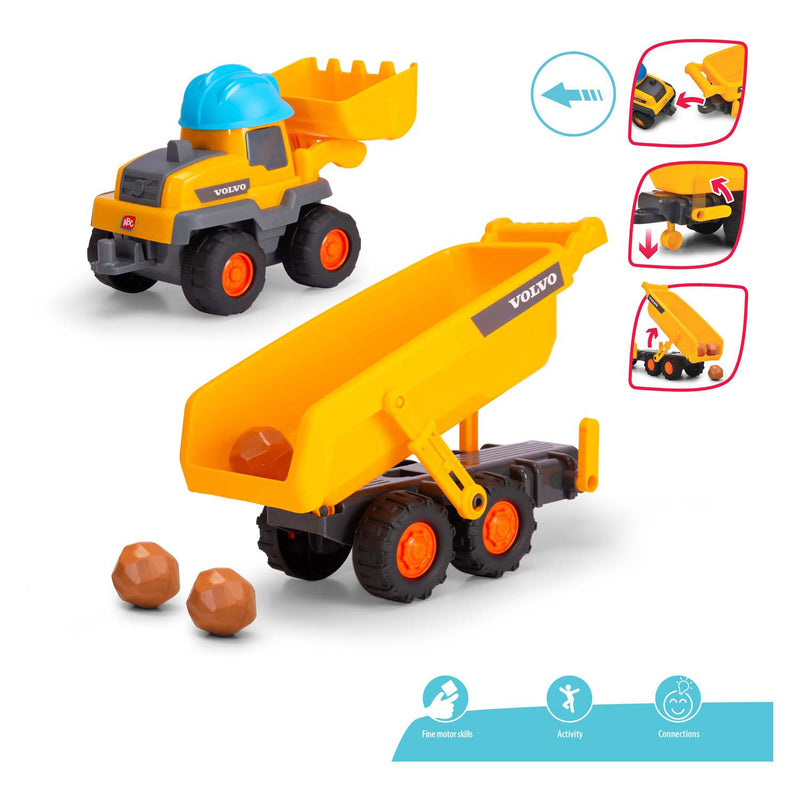 Afbeelding laden in galerijviewer, Dickie simba - abc - tracey trailer - graafmachine - kiepwagen - volvo - licht en geluid - vanaf 1 jaar