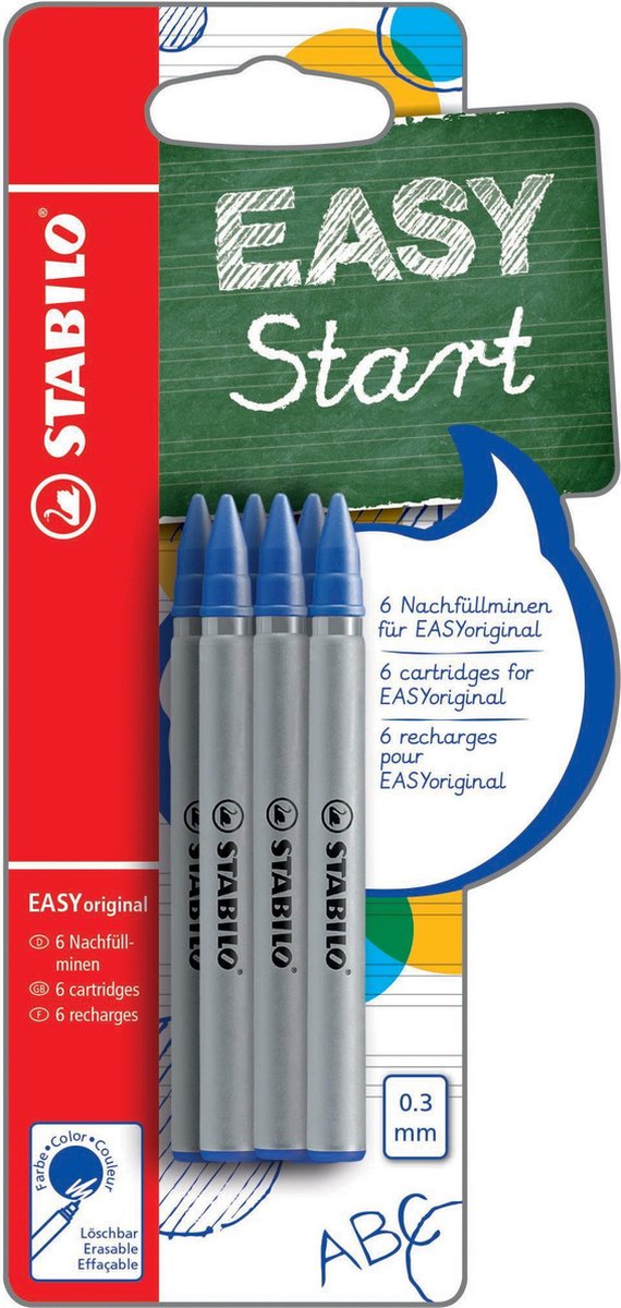 Afbeelding laden in galerijviewer, Stabilo easyorginal penvulling - fine 0.3mm - blister - 6 stuks