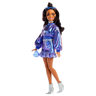 Afbeelding laden in galerijviewer, Barbie deluxe stijl pop - metallic blauw topje en rok