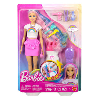Afbeelding laden in galerijviewer, Barbie modepop met extra lang schitterend regenbooghaar en 12 stylingaccessoires