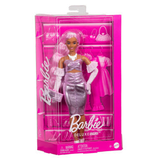 Afbeelding laden in galerijviewer, Barbie deluxe stijl - glanzende midi-jurk met ruches - pop