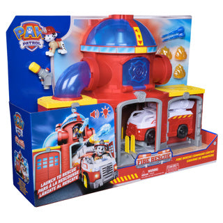 Afbeelding laden in galerijviewer, Paw patrol - brandweerkazerne speelset - met marshall-figuur, brandweerwagen, licht, lanceerder en geluidseffecten