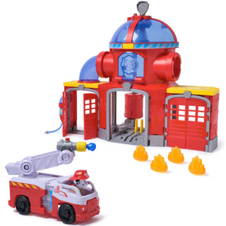 Afbeelding laden in galerijviewer, Paw patrol - brandweerkazerne speelset - met marshall-figuur, brandweerwagen, licht, lanceerder en geluidseffecten