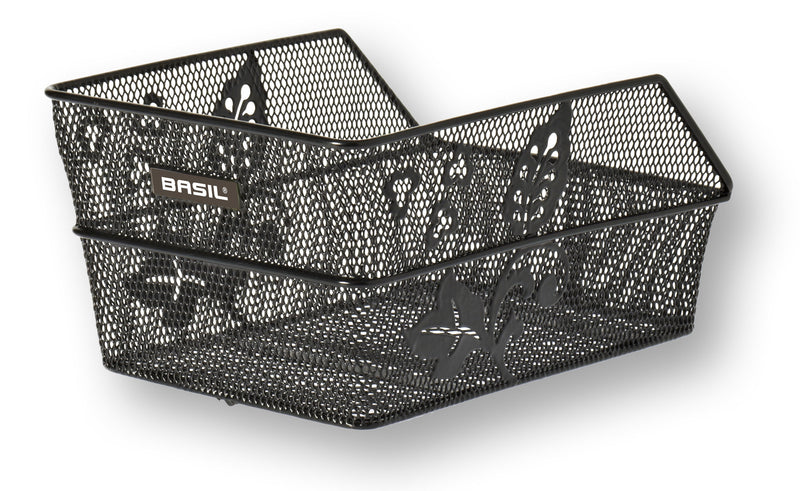 Load image into Gallery viewer, Basil Cento Flower S - fietsmand - achterop - zwart