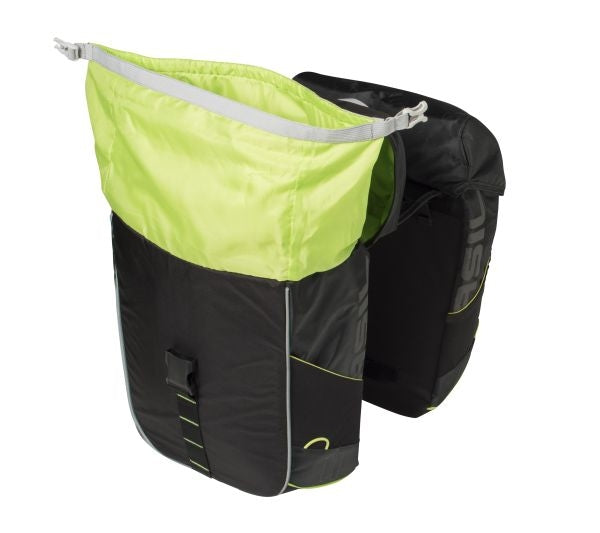 Load image into Gallery viewer, Basil Miles Double Bag - waterdichte dubbele fietstas, unisex, sportief, zwart-limoen