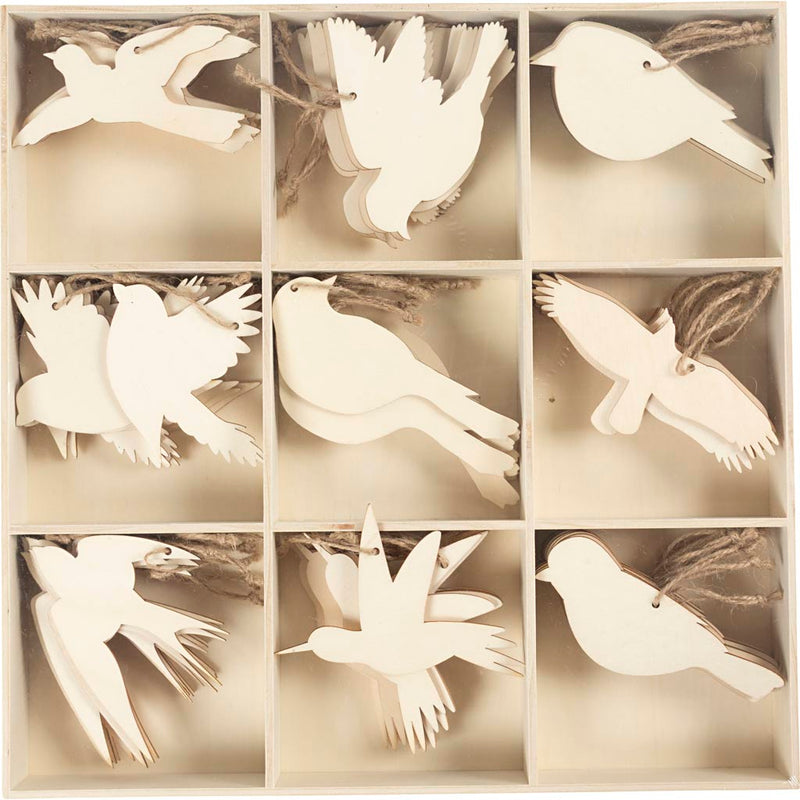 Cargue la imagen en el visor de la galería, Https: www.cchobby.nl houten-figuren-d-100-mm-dikte-3-mm-vogels-90-stuk-1-doos
