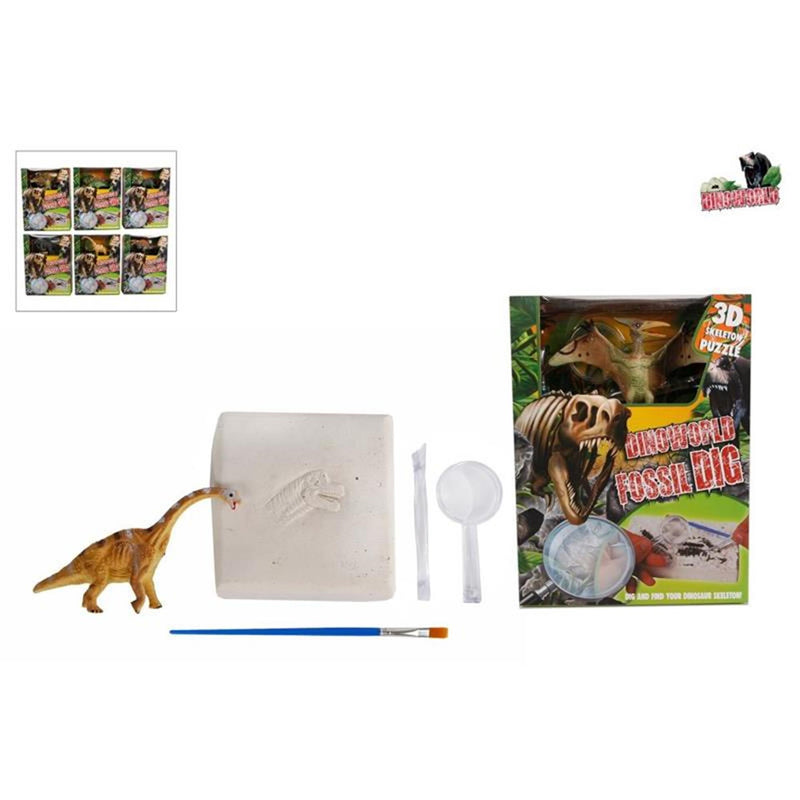 Afbeelding laden in galerijviewer, Dinoworld fossiel hakken puzzel met extra dinosaurus figuur