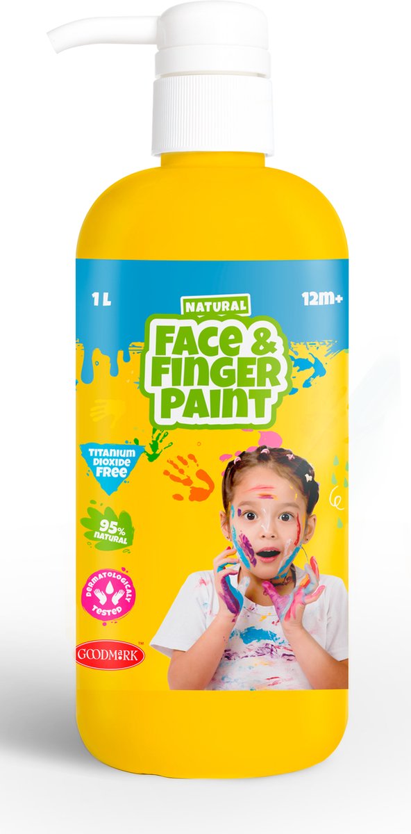Chargez l'image dans la visionneuse de la galerie, Natural face fingerpaint fles met pompje - geel, 1l - schmink