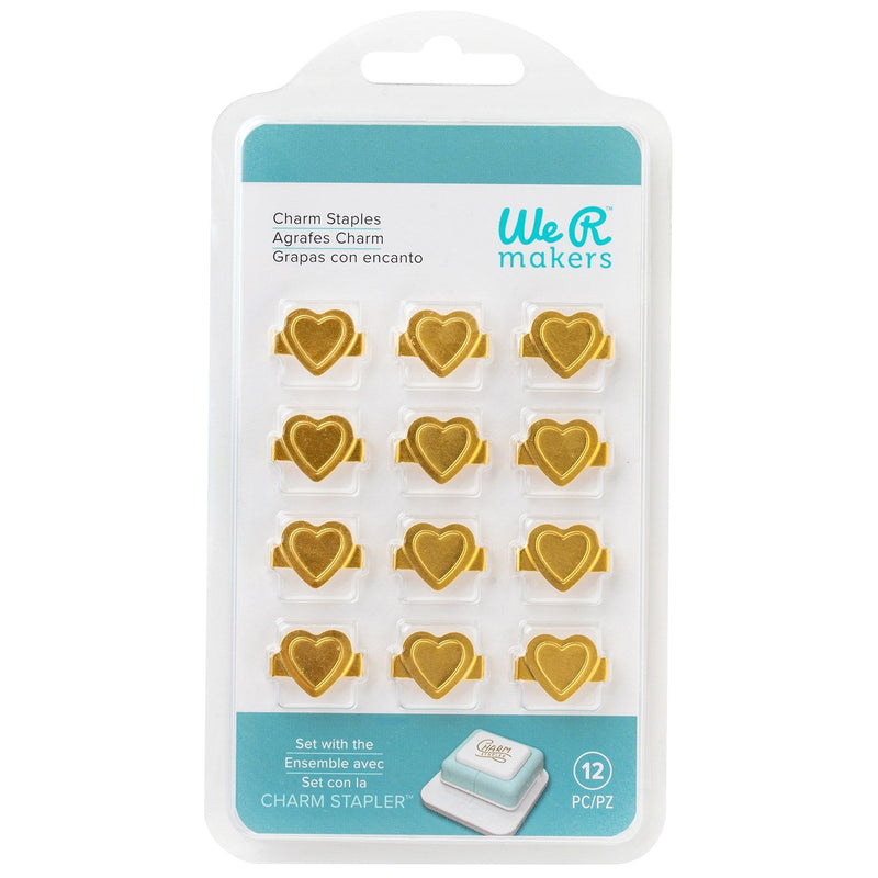 Load image into Gallery viewer, We r makers • charm staples heart gold 12pcs