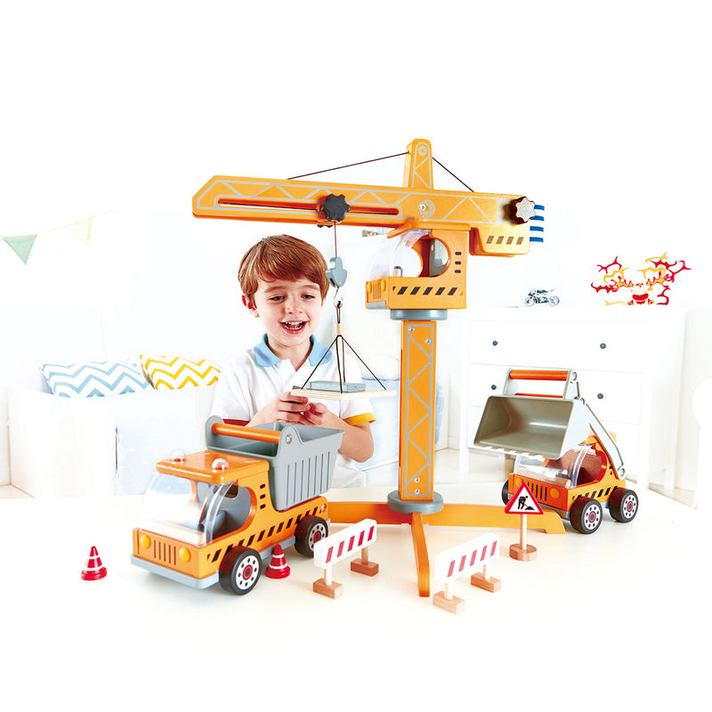 Afbeelding laden in galerijviewer, Hape houten hijskraan