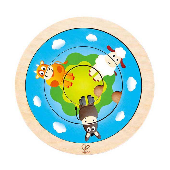 Load image into Gallery viewer, Hape draaiende puzzel boerderij