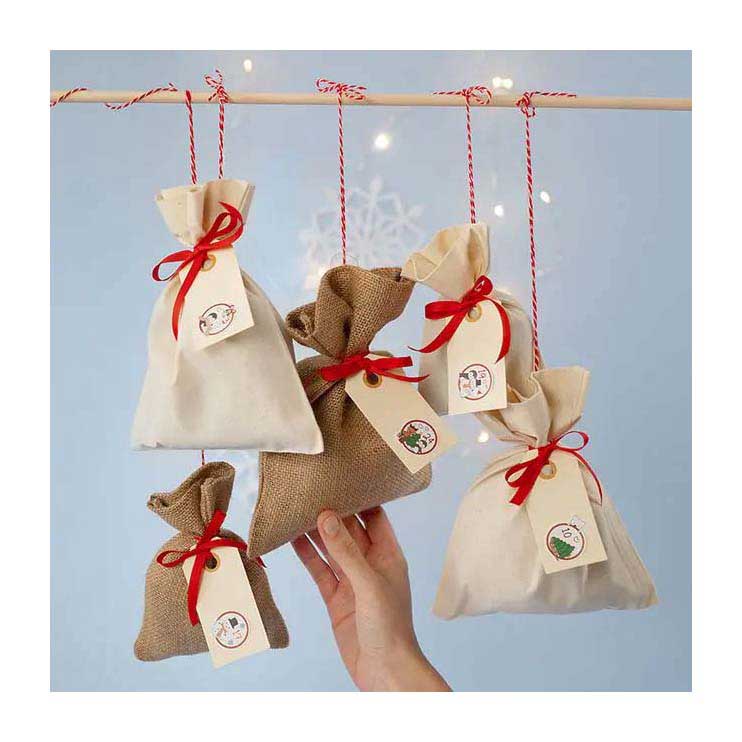Afbeelding laden in galerijviewer, Creativ company jute zakje met trekkoord, 4 stuks