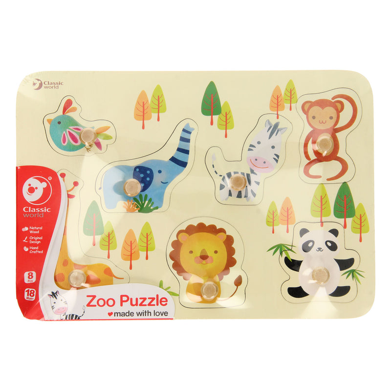 Afbeelding laden in galerijviewer, Classic world houten dierenpuzzel - educatief speelgoed met noppen.