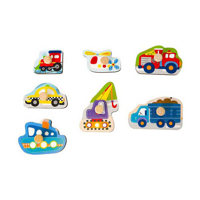 Load image into Gallery viewer, Classic world houten noppenpuzzel verkeer, 8st.